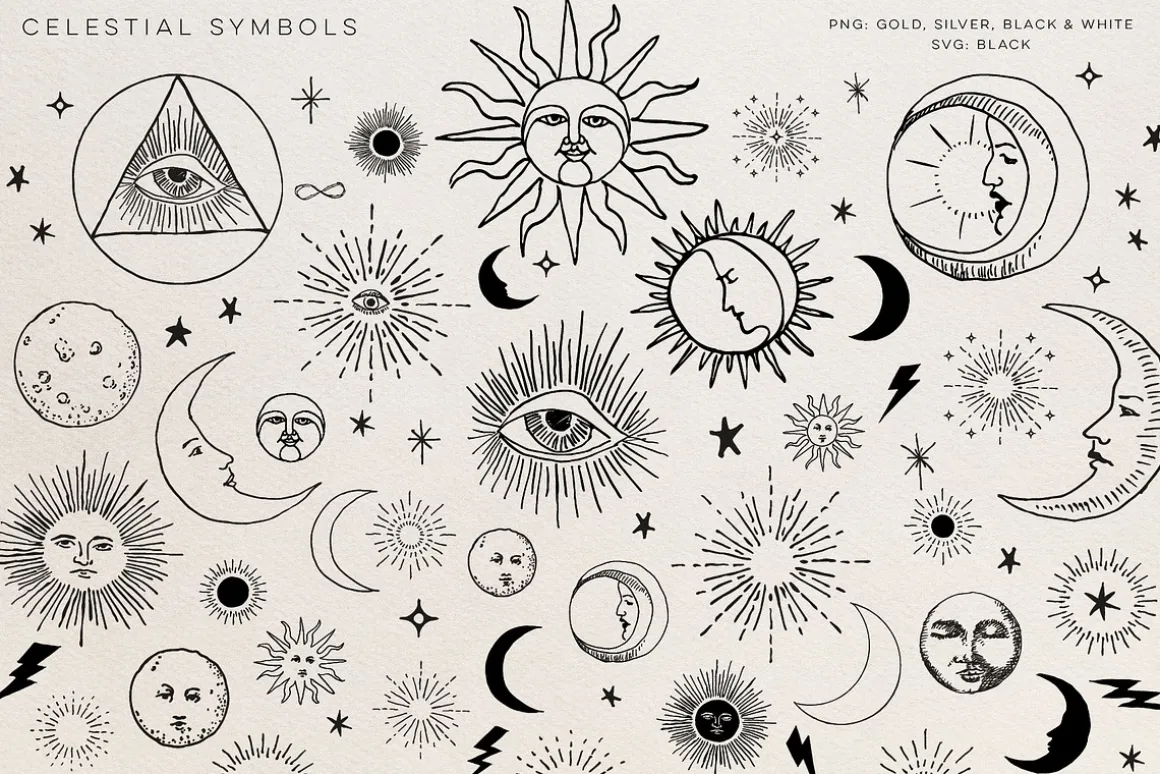 Celestial Oracle: Tarot Clipart SVGs