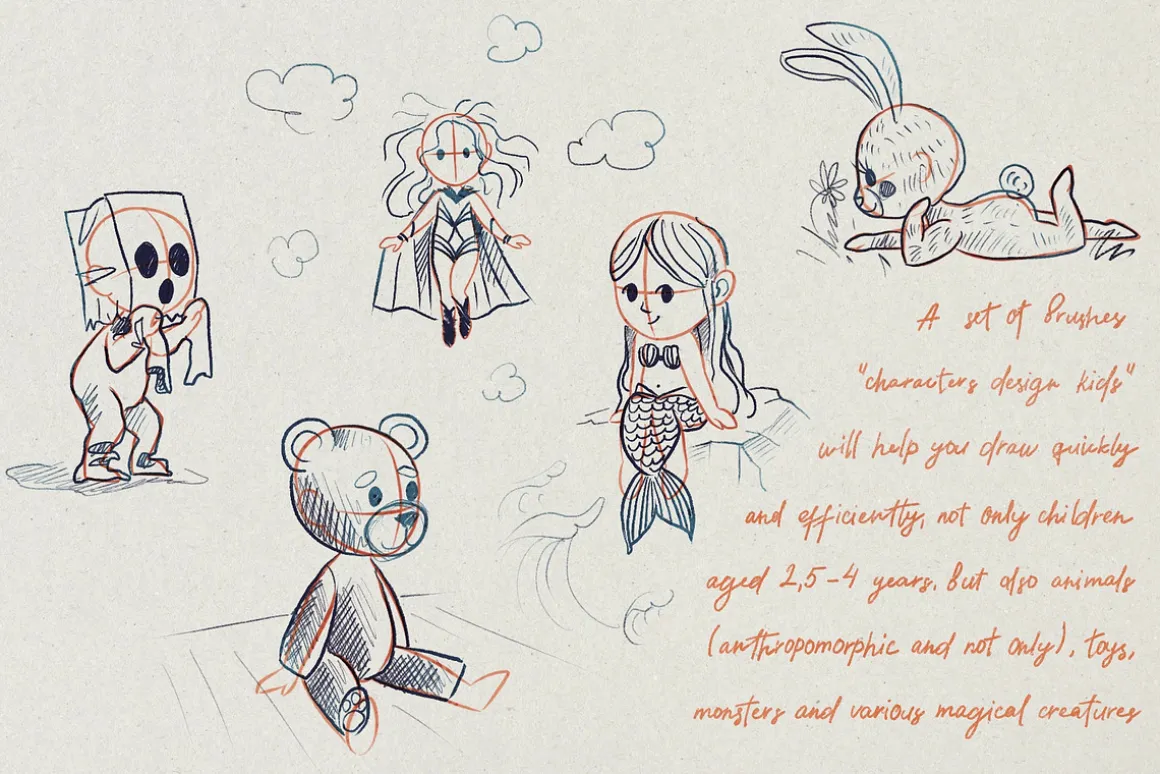 Character Design Kids. Stamp Brushes