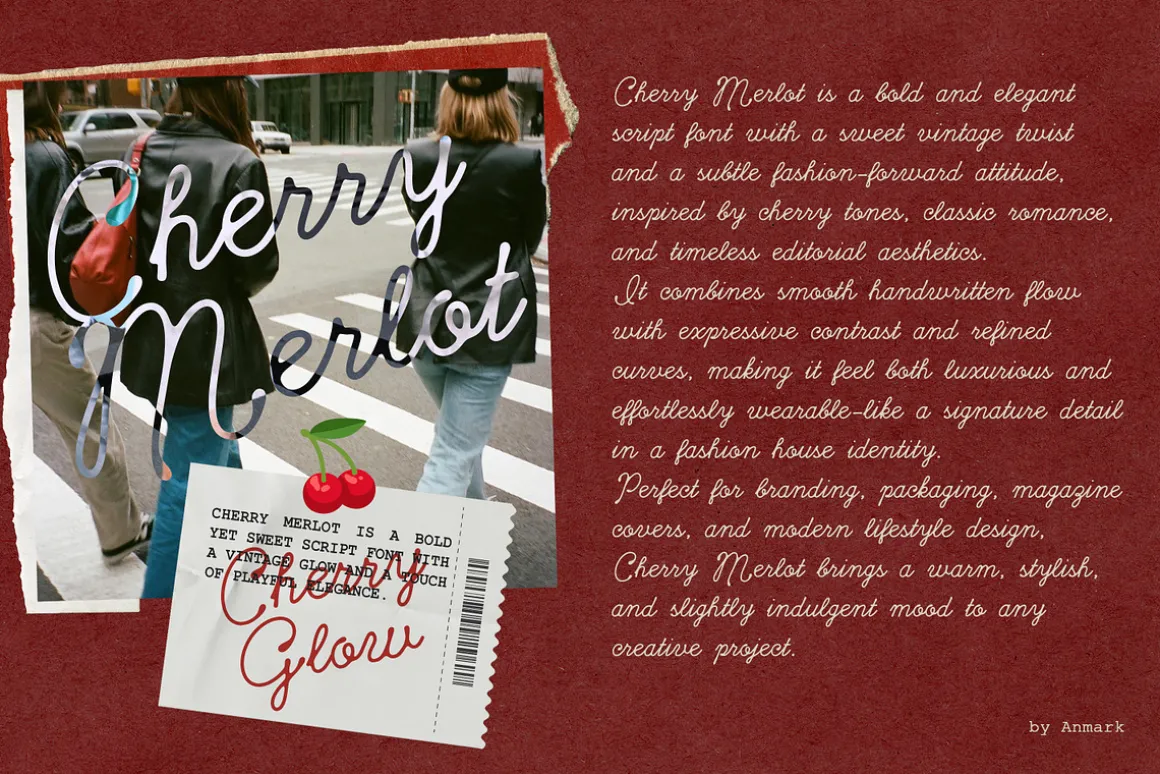 Cherry Merlot Vintage Ink Script