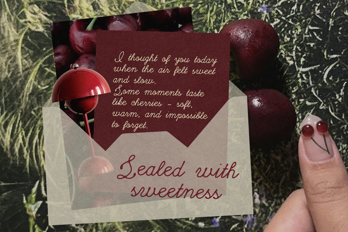 Cherry Merlot Vintage Ink Script