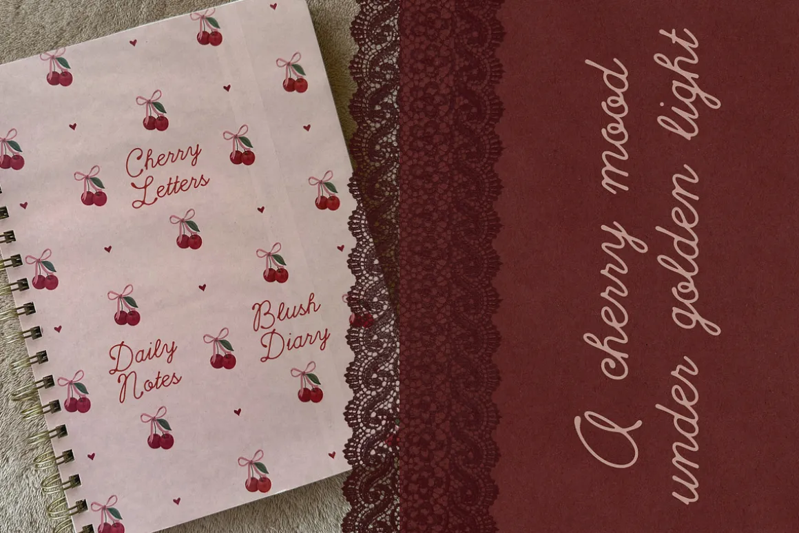 Cherry Merlot Vintage Ink Script
