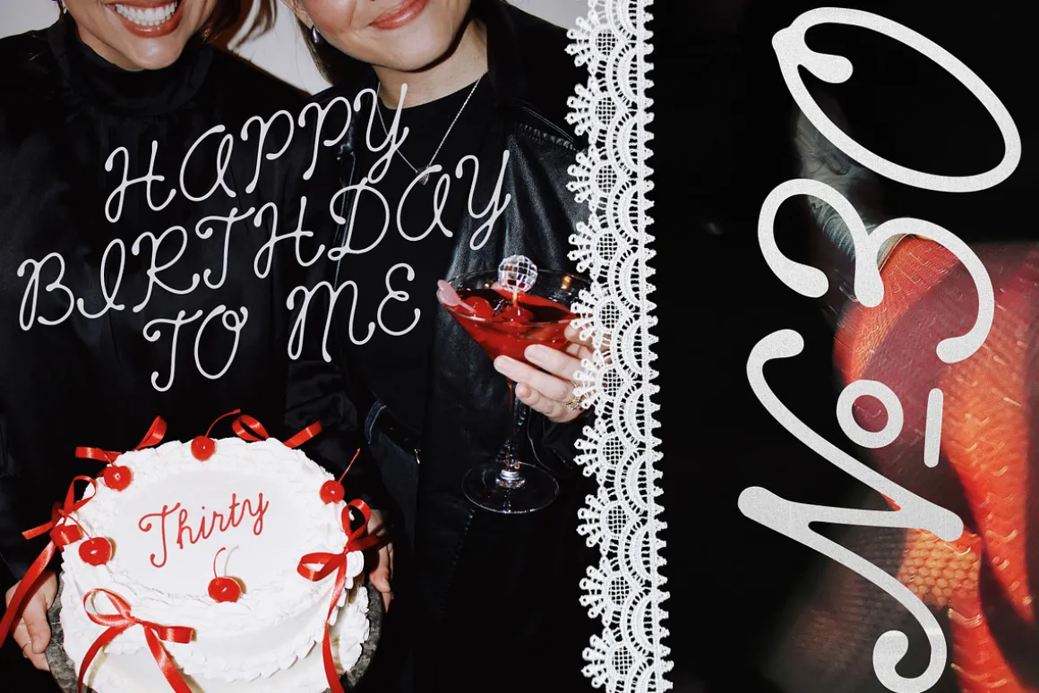 Cherry Merlot Vintage Ink Script