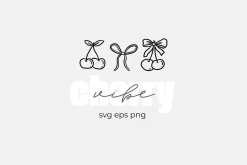 Cherry Vibe Cute Outline Clipart Set