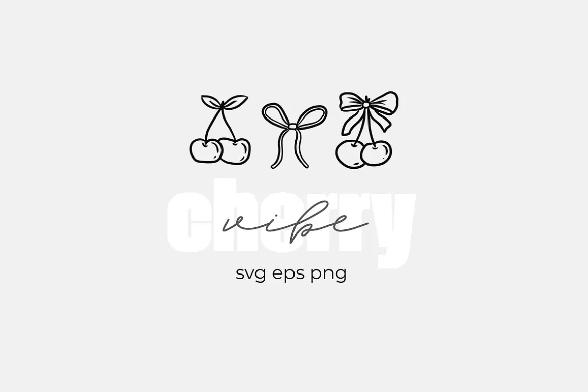 Cherry Vibe Cute Outline Clipart Set