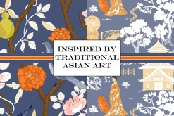 Chinoiserie Patterns Orange Vector