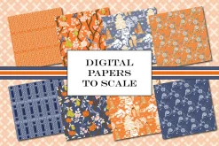 Chinoiserie Patterns Orange Vector