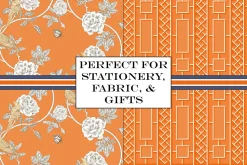 Chinoiserie Patterns Orange Vector