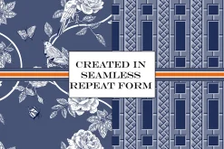 Chinoiserie Patterns Orange Vector