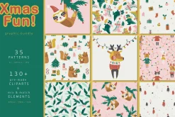 Christmas animals clipart & pattern