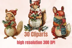 Christmas Squirrel Doll Mixed Media