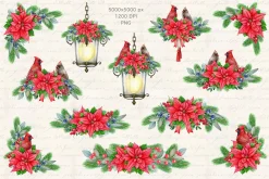 Christmas Watercolor Clipart Set
