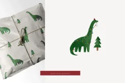 Christmas watercolor dinosaurs