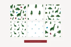 Christmas watercolor dinosaurs