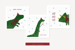 Christmas watercolor dinosaurs