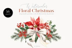 Christmas watercolor floral set