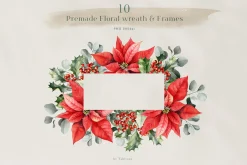Christmas watercolor floral set