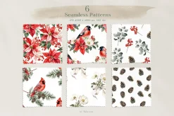 Christmas watercolor floral set