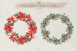 Christmas watercolor floral set
