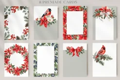 Christmas watercolor floral set