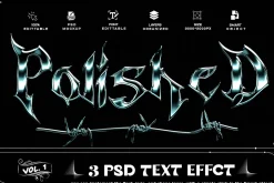 Chrome Text Effect 3 PSD Photoshop