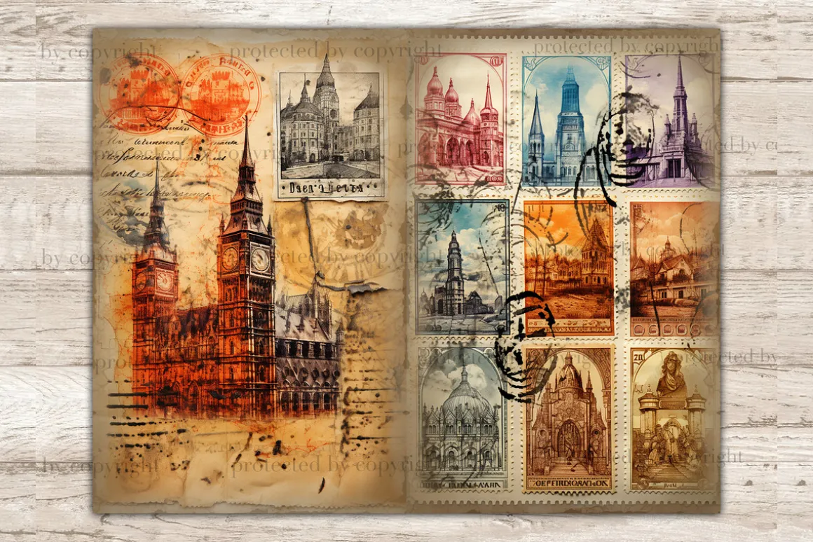 City Stamps Junk Journal Pages
