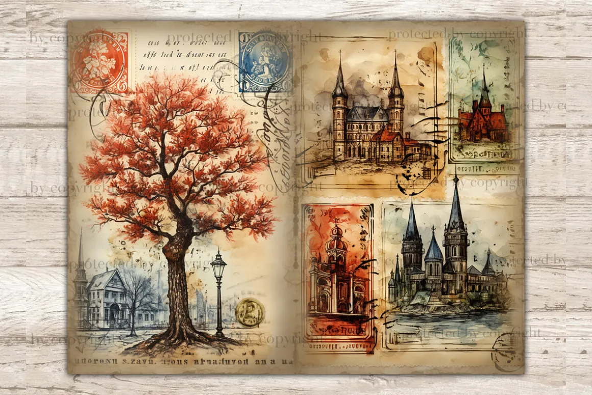 City Stamps Junk Journal Pages