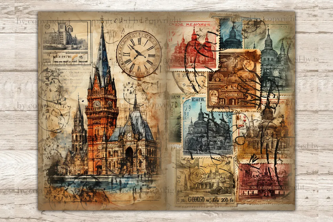 City Stamps Junk Journal Pages