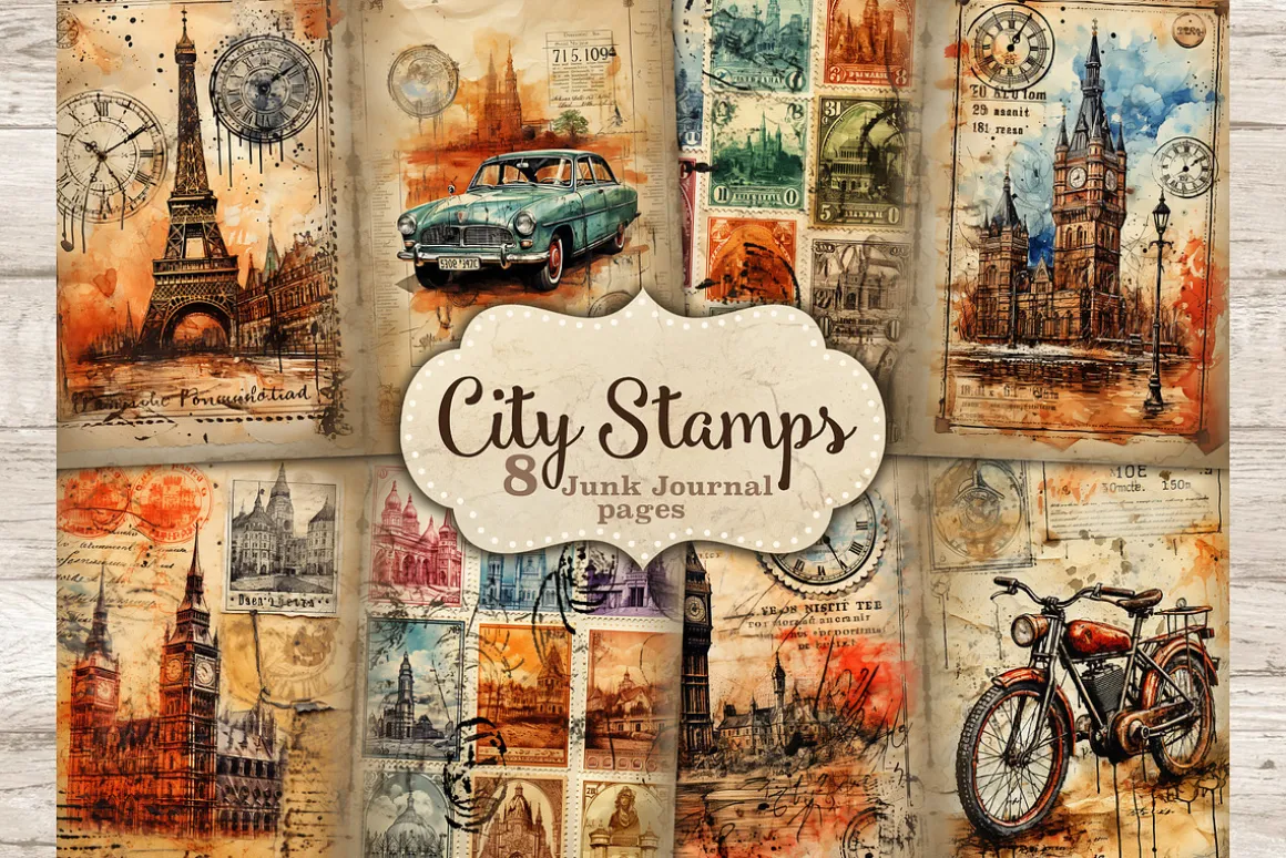 City Stamps Junk Journal Pages