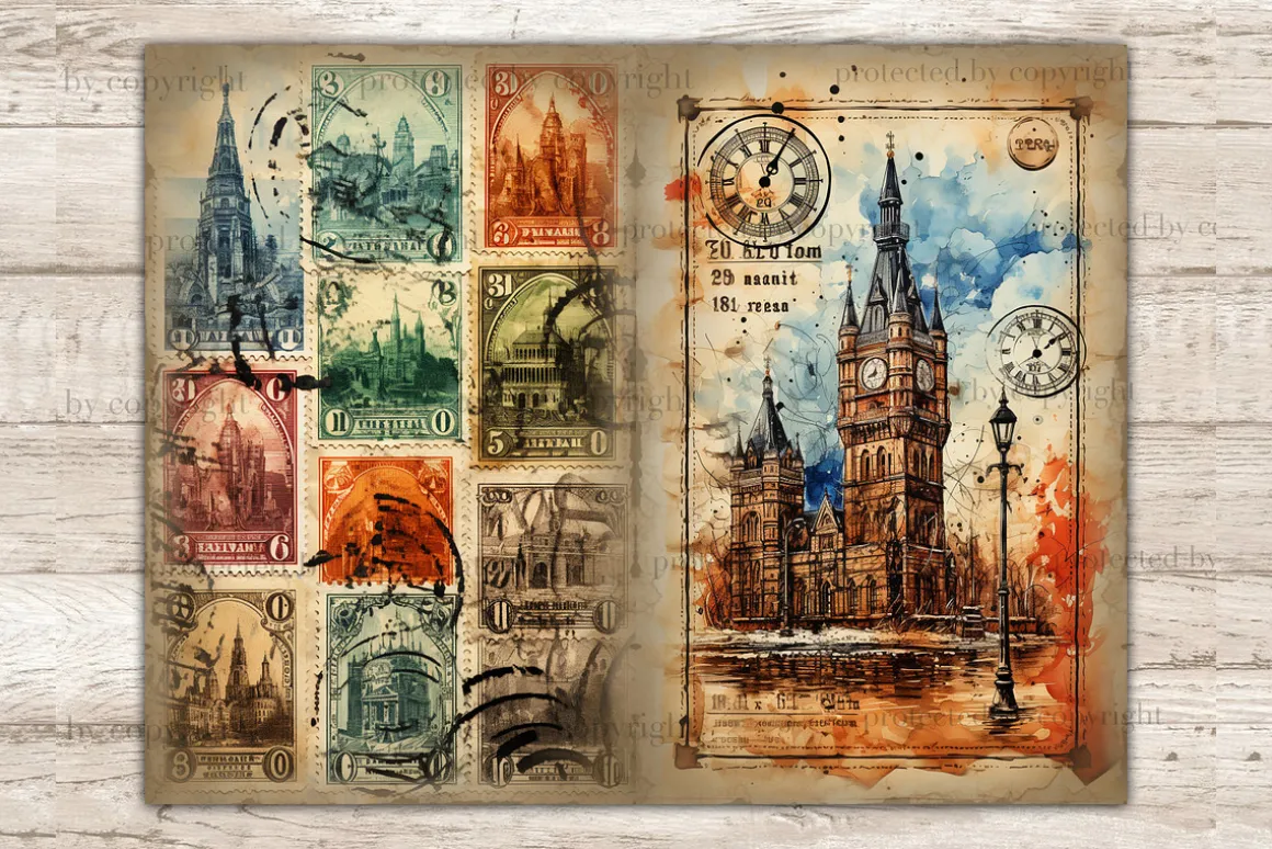 City Stamps Junk Journal Pages