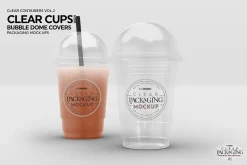 Clear Cups with Dome Covers Mockup