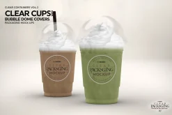 Clear Cups with Dome Covers Mockup