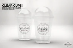 Clear Cups with Dome Covers Mockup