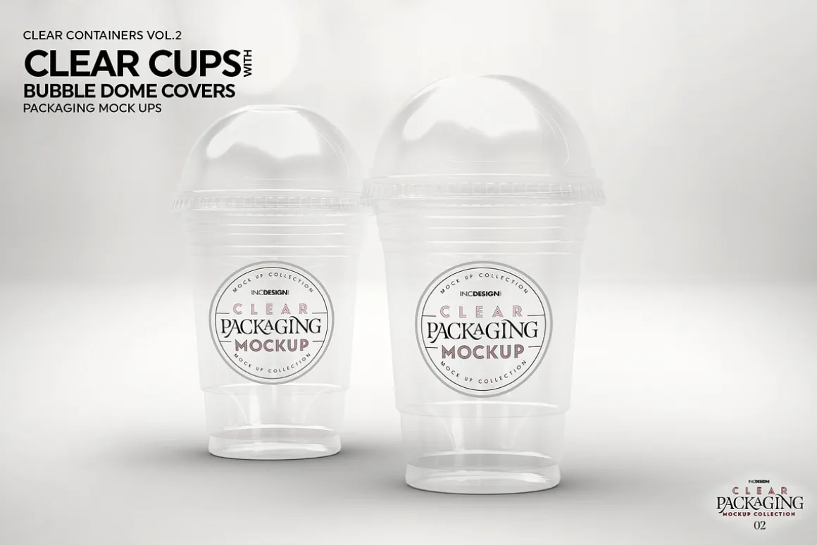 Clear Cups with Dome Covers Mockup