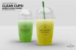 Clear Cups with Dome Covers Mockup