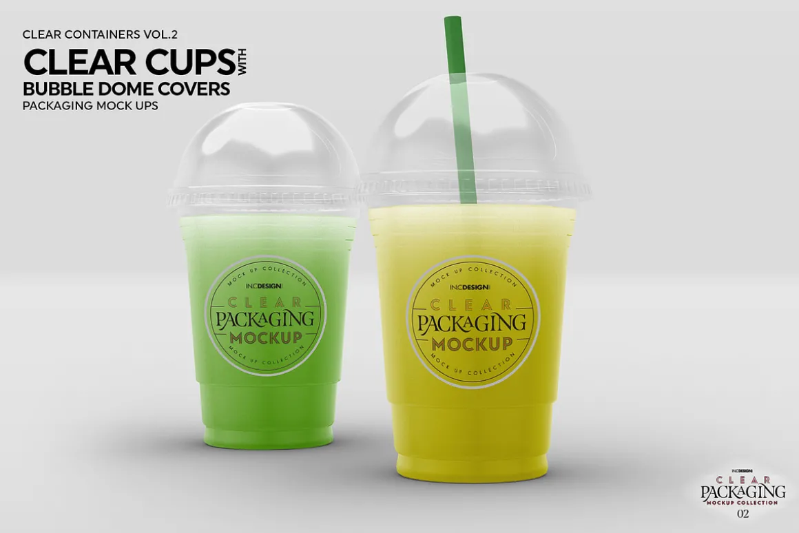 Clear Cups with Dome Covers Mockup