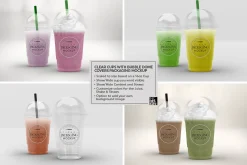 Clear Cups with Dome Covers Mockup
