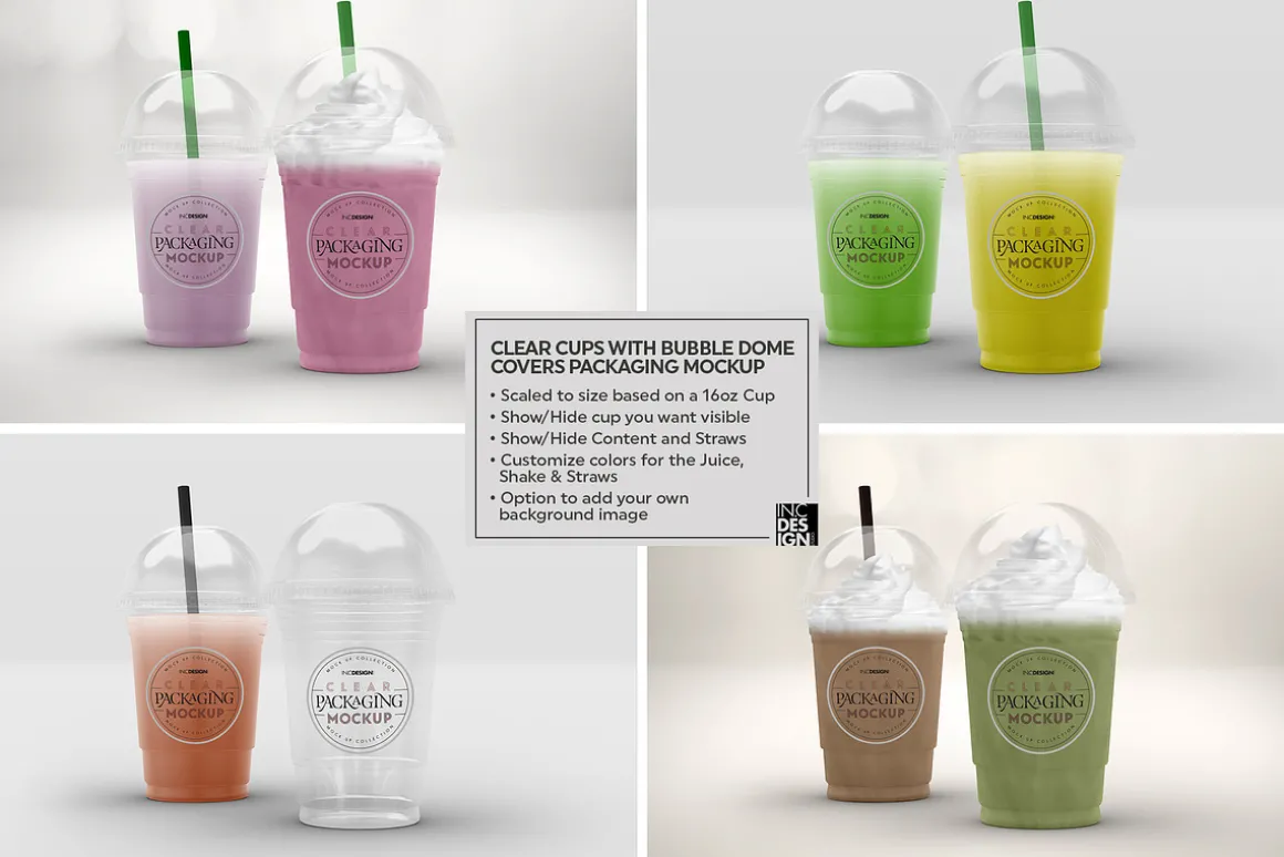 Clear Cups with Dome Covers Mockup