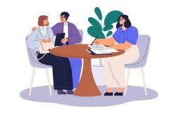 Clients use finance services in bank