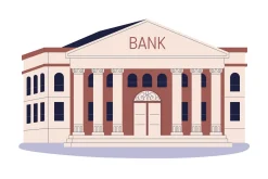 Clients use finance services in bank