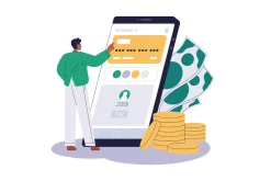 Clients use finance services in bank
