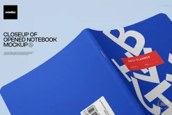 Closeup of Opened Notebook Mockup