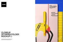 Closeup of Paper Folder Mockup