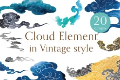 Cloud illustration in Vintage style
