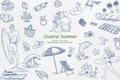 Coastal Summer Line Art