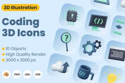 Coding Programming 3D Icons