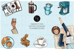 Coffee & cookies clipart bundle png