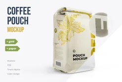 Coffee pouch mockup. Pack 6 PSD