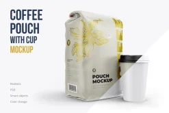 Coffee pouch mockup. Pack 6 PSD