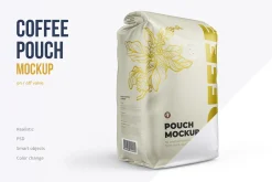 Coffee pouch mockup. Pack 6 PSD
