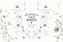 Cold season - watercolor wildflowers